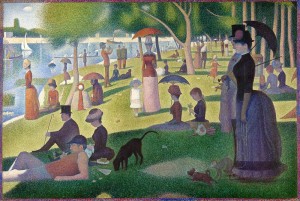 Seurat’s famous, pointillist “Sunday Afternoon”. 