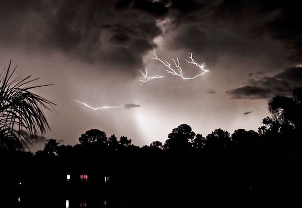 Lightning strikes over Florida.