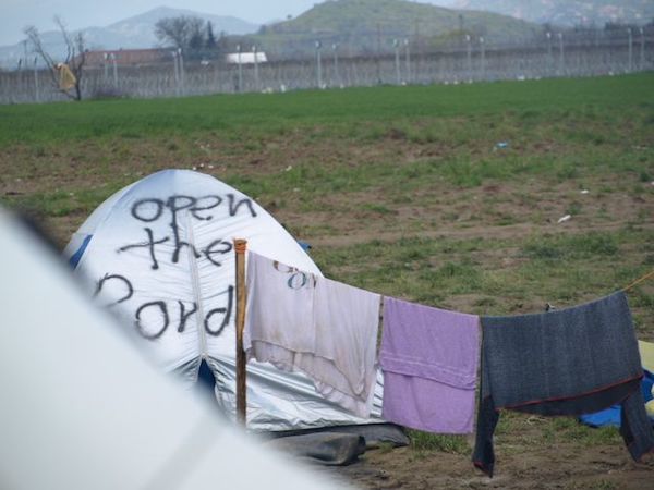 Refugee’s pup tent, near the entrance to Idomeni Refugee Camp, Idomeni, Greece.