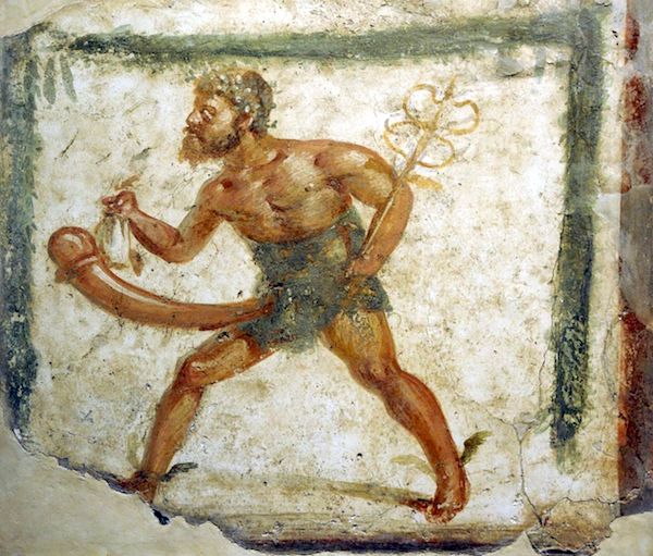 Priapus, depicted with the attributes of Mercury, in a fresco found at Pompeii, National Archaeological Museum, Naples.