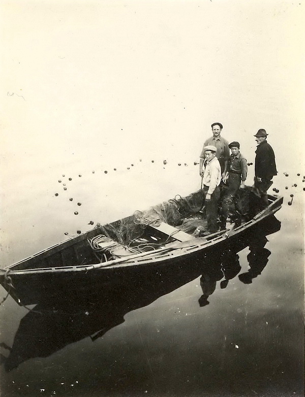 Hand-net fishing, about 1912.