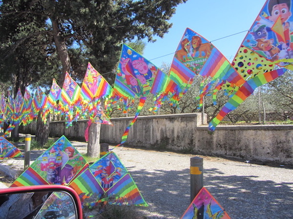 Sidewalks turn into kite bazaars all over Athens for Clean Monday.