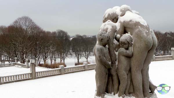 Gustav Vigeland’s sculptures in Frogner Park, Oslo: winter.