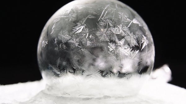 Frozen soap bubble.