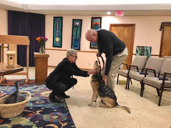 The Rev. Robin White at North Anderson Community Church’s annual “Blessing of The Animals.”