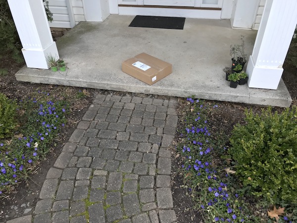 A package was delivered in a brown box.