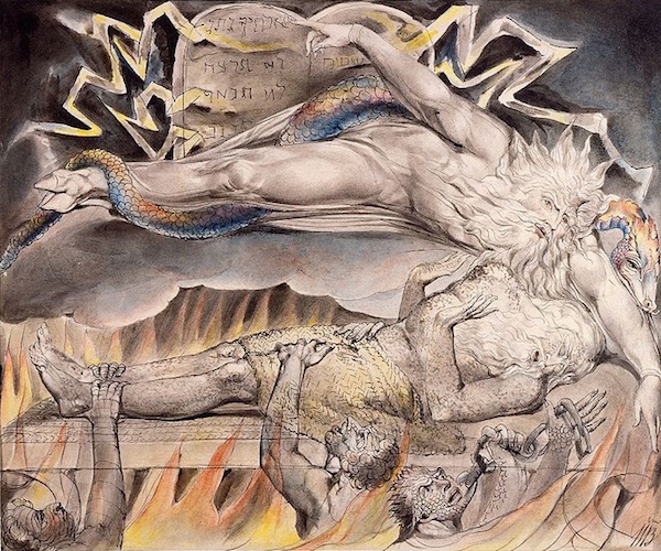 William Blake, “Job’s Evil Dreams,” no. 11 of the Butts Job illustrations. (Morgan Library and Museum.)