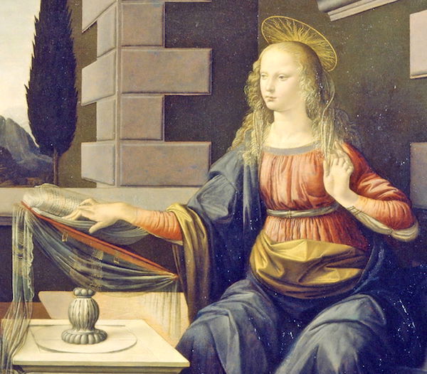 Detail from “The Annunciation,” by Leonardo da Vinci.