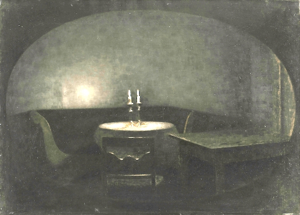 “Interior. Artificial Light,” by Vilhelm Hammershøi.