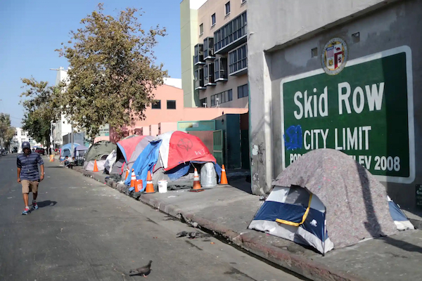 Image, large, here. Caption: The Skid Row area in Los Angeles.