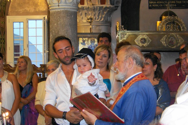 Cycladic island baptism, c. 2009.