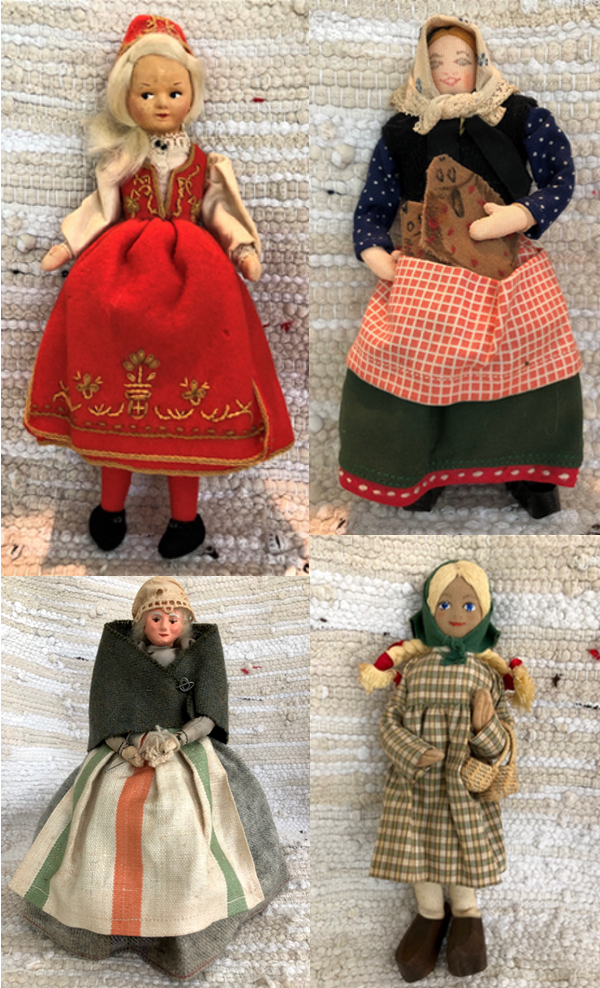 Dolls of Norway, Sweden, Denmark, and Scotland.