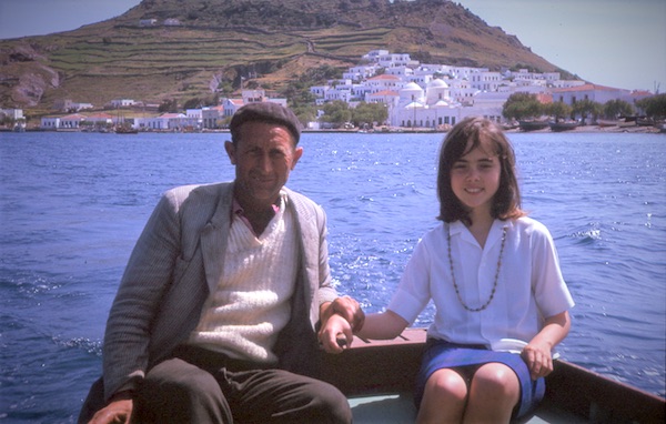 Motoring towards Patmos in a caique, 1962.