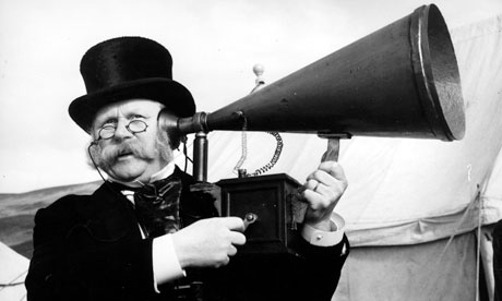 Vintage ear trumpet cum mutton chops.