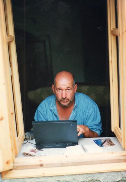 The travel writer on Lesvos, 2012.