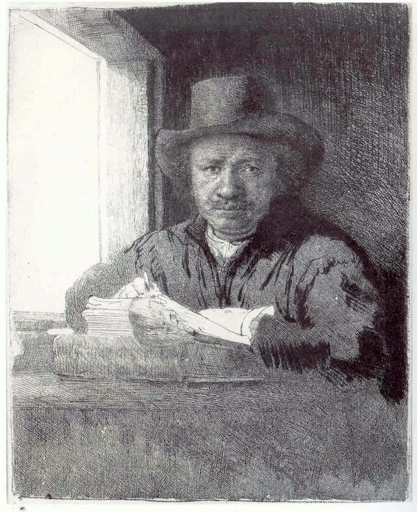 “Self-portrait as Etcher,” by Rembrandt.