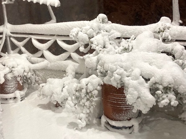 Louis-Our balcony the night of the snowstorm