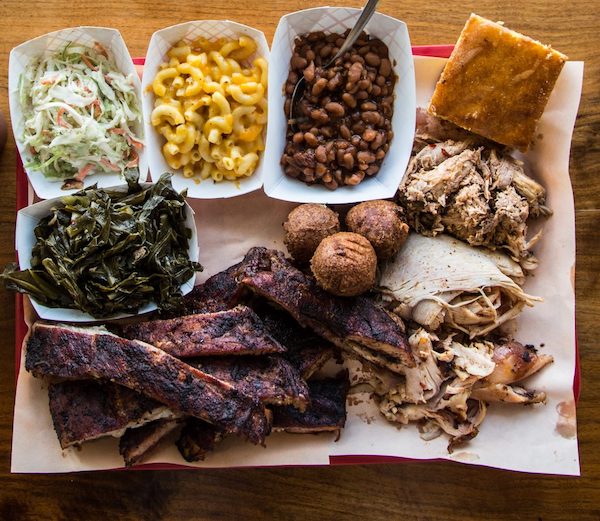 Typical, Upstate-South-Carolina barbecue spread.