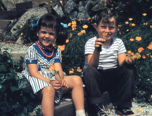 I, and Tommy Persio, among the Pasadena poppies. (Photo: F. Jack Herring.)