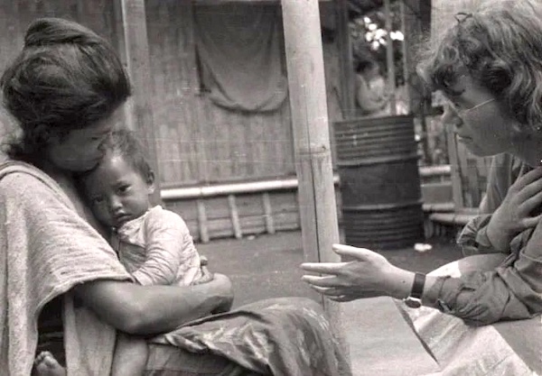 Anthropologist Margaret Mead with a woman and her niece in Bali, 1936.