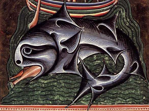 12th-century whale art detail. (Image via Wikimedia Commons.)