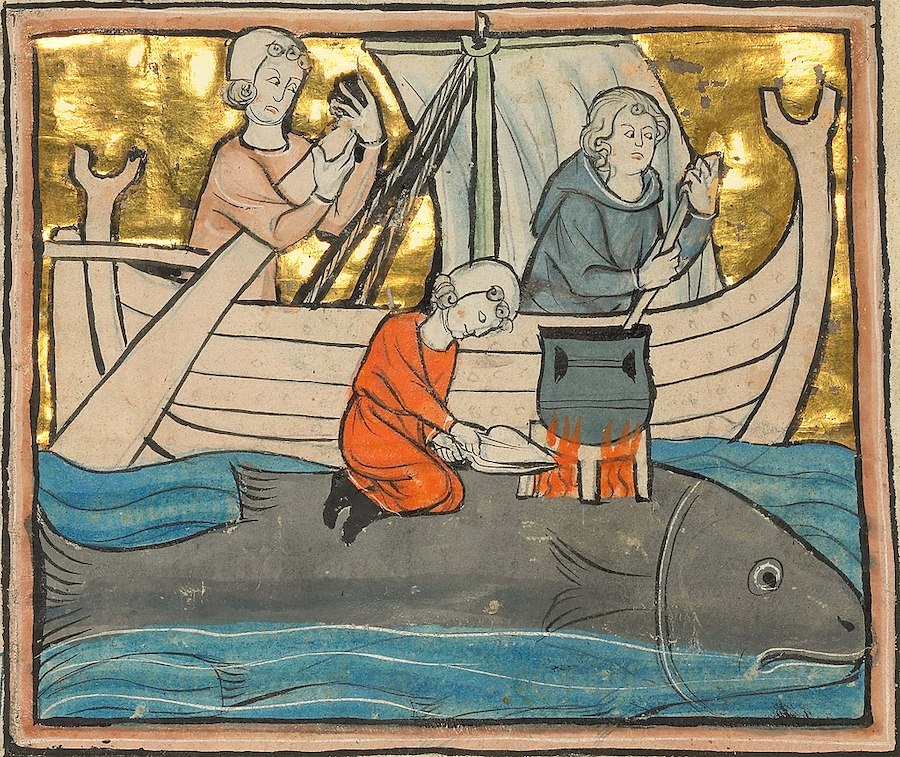 13th-Century Whale Art Detail. (Image via Wikimedia Commons.)