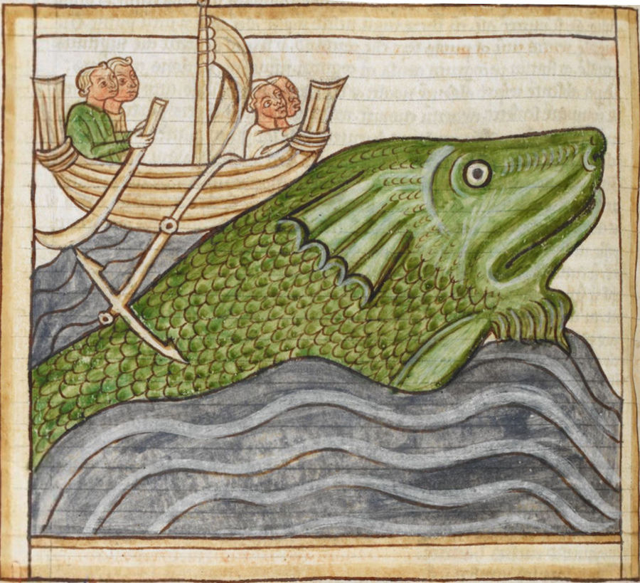 Whale, Bestiary Harley Ms. (Image via Wikimedia Commons.)