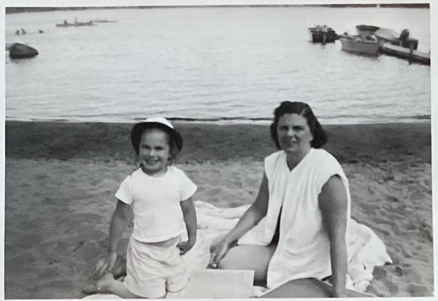 The author and her mom, Lake Pleasant NY, 1956.