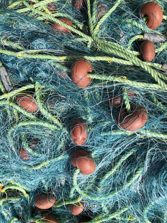 Turquoise fishing nets, Livadi.