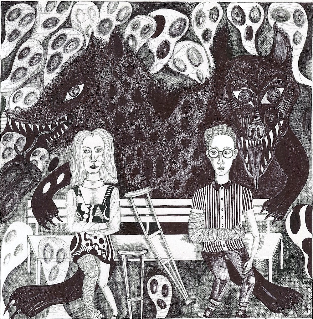 “Halloween Carnival bench-warmers,” by Ted Jouflas. 