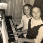Duets with a neighborhood friend, c. 1961.