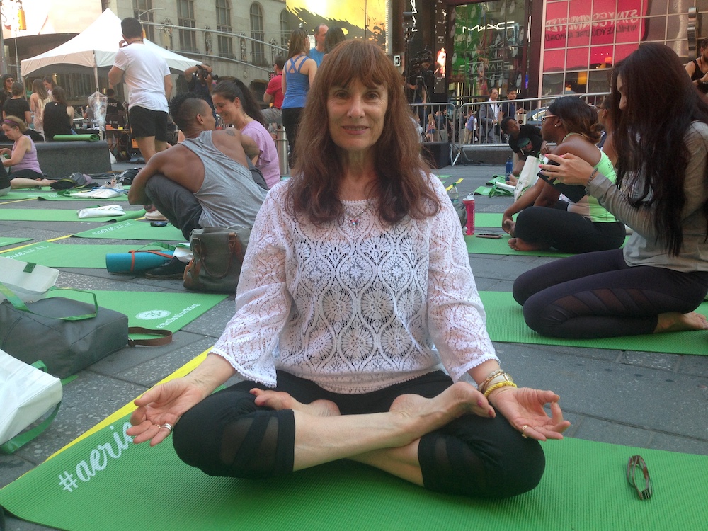 The author at peace, Mind Over Madness Yoga Day, NYC, The Solstice 2023.