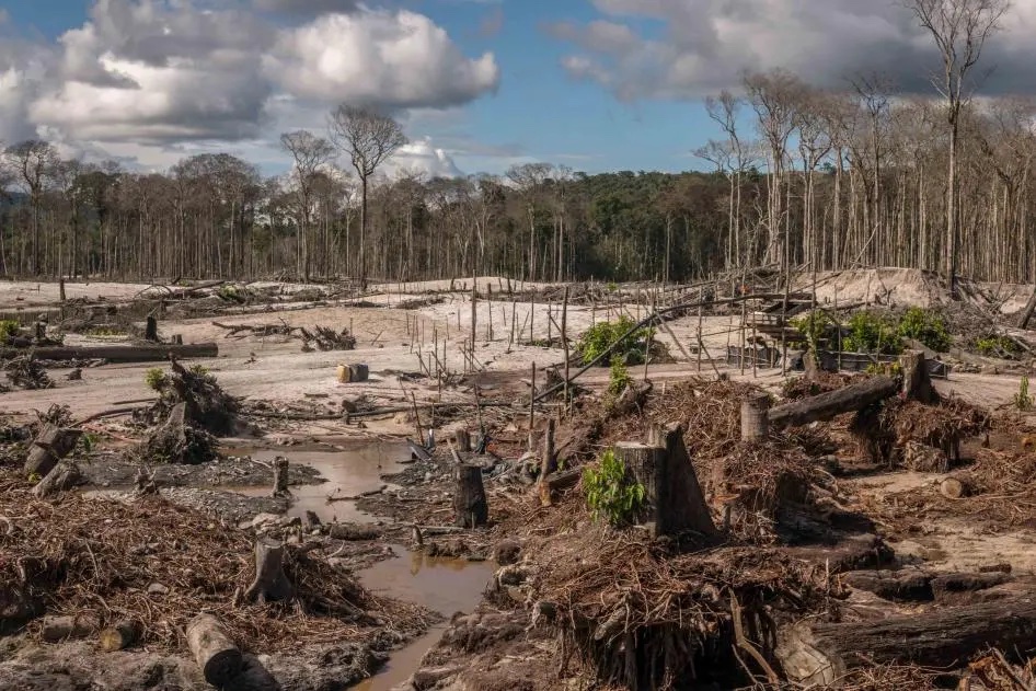 Deforested area in the Yanomami Indigenous Territory, located in the Brazilian states of Roraima and Amazonas (June 2021). (Photo: © 2021 Human Rights Watch/Gabriel Chaim.) 