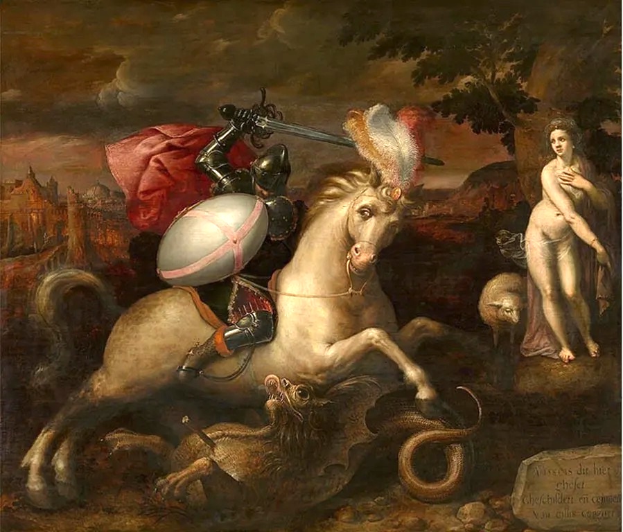 St. George & The Dragon, by Gillis Coignet, oil on panel, Royal Museum of Fine Arts, Antwerp. (Photo: Medieval History.)