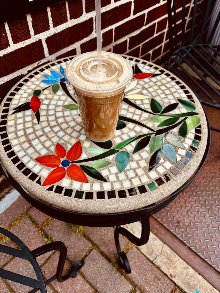 A latte at Launch Room Café, less than a mile from the author’s home.