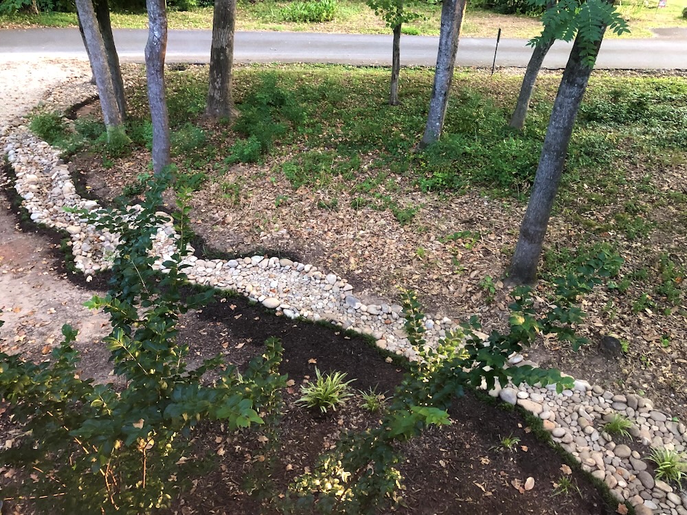 The finished watercourse, awaiting rain. (Photo: E. Boleman-Herring.)