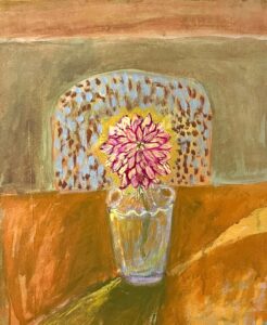 “Dahlia,” acrylic on canvas, 2024, by Elizabeth Snelling.