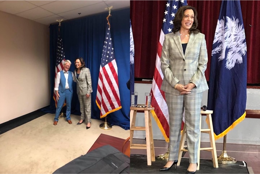 (L) The Rev. White and Candidate Harris, 2019; and (R) it-is-to-be-hoped President Kamala Harris.