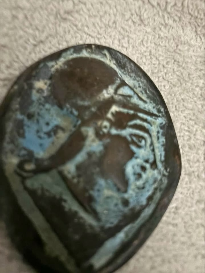 LARGE CLASSICAL BRONZE OR BRONZED COIN OR MEDALLION: GREEK? BABYLONIAN? $10, Used/Good, Color: Green, Large bronze or bronzed classical medallion or coin, about 3” high by 2.5” wide. Could be Greek, Roman, Assyrian, Babylonian. Very heavy, much patina. Not an expert, so might be a replica. Priced accordingly. Cash only and pick up only in Gainesville GA.