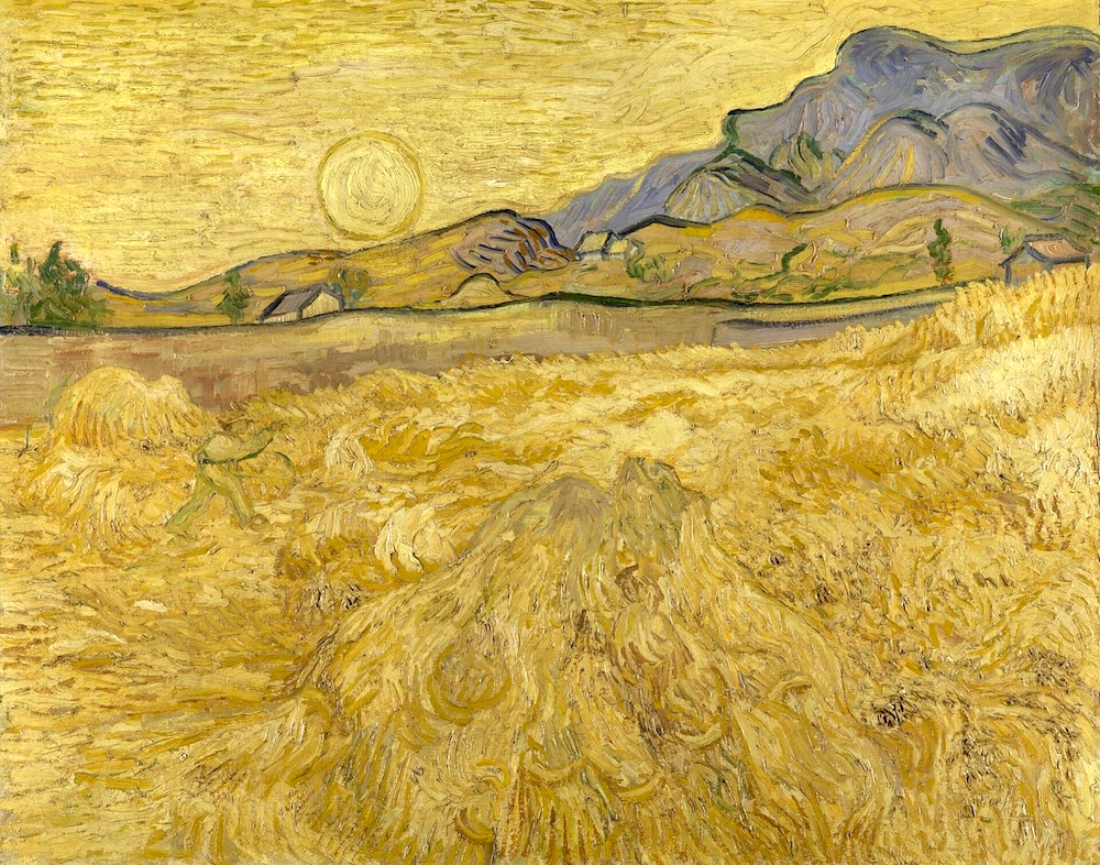 “Wheat Field with Reaper and Sun,” by Vincent van Gogh.