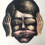 “Ne pas voir, ne pas . . . .” 1975, silkscreen print by Roland Topor.