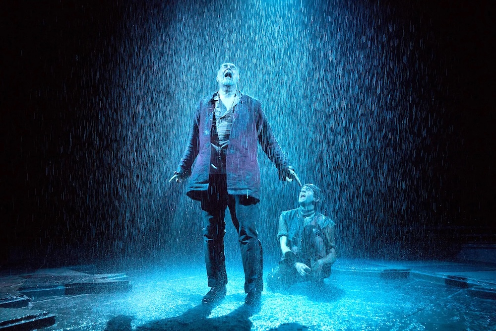 Frank Langella, standing, as King Lear, and Harry Melling as Fool, at the Brooklyn Academy of Music’s Harvey Theater. (Photo: Sara Krulwich/The New York Times.)